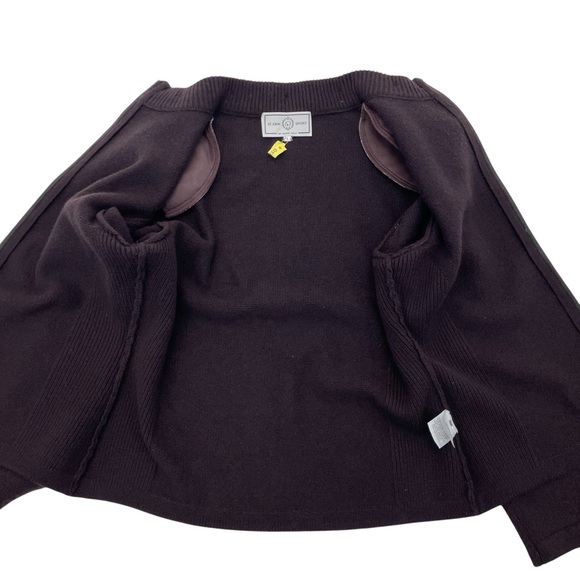 St. John Cashmere Fur Trimmed Sweater Small Brown - Picture 13 of 16